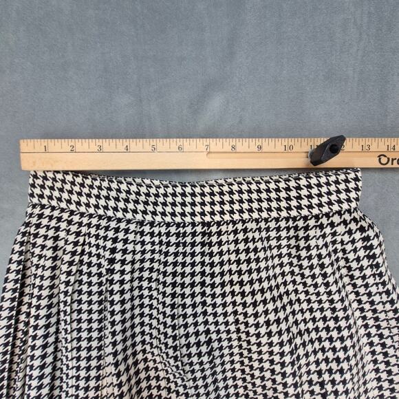 Vtg Silk Maxi Pleated Houndstooth Skirt 6 Geoffrey Alexander For Private Agenda - Picture 3 of 8